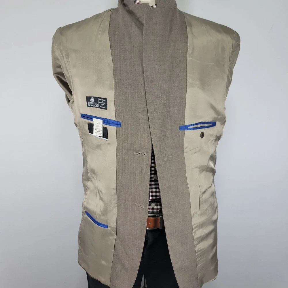 Brandini Men's Sport‎ Coat Blazer Two Button Brown Sharkskin Wool Size 40R